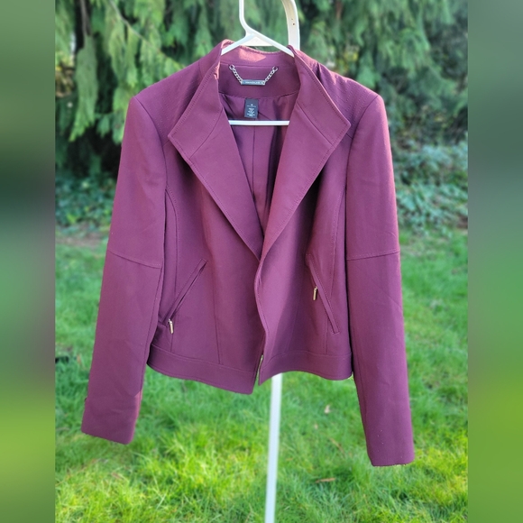 White House Black Market Jackets & Blazers - White House Black Market Burgundy Blazer Moto Jacket